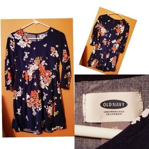 Old Navy Navy Blue Floral dress XS